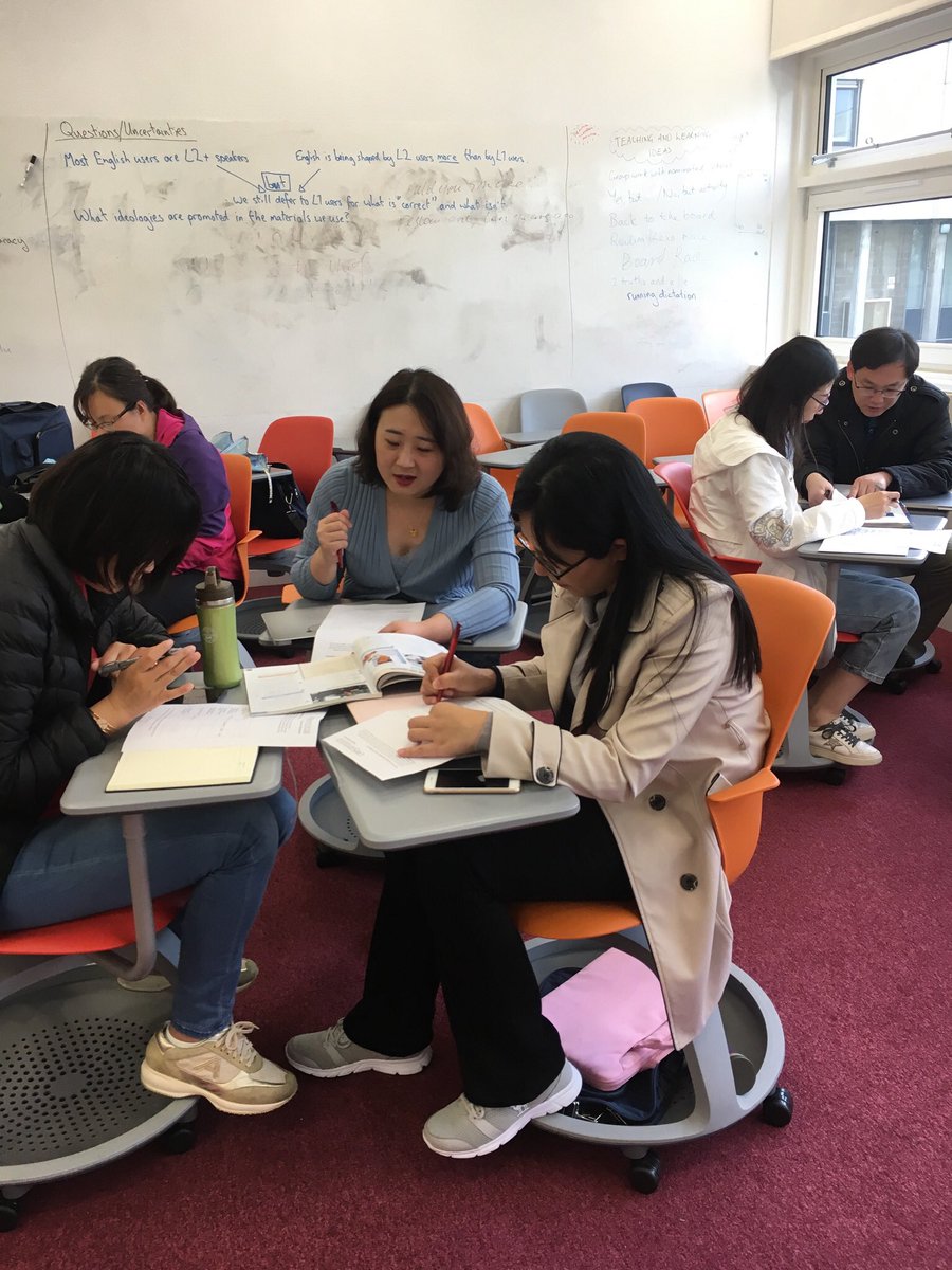 sbrowntweets's tweet photo. I’m really enjoying working with English language lecturers from Shandong University of Science and Technology #SDUST. This is us doing some critical evaluation of #ELT materials @uwslanguages1 @FernandoLSolis @drallanmd @UWSeducation @UniWestScotland https://t.co/SLnGQbRXtE