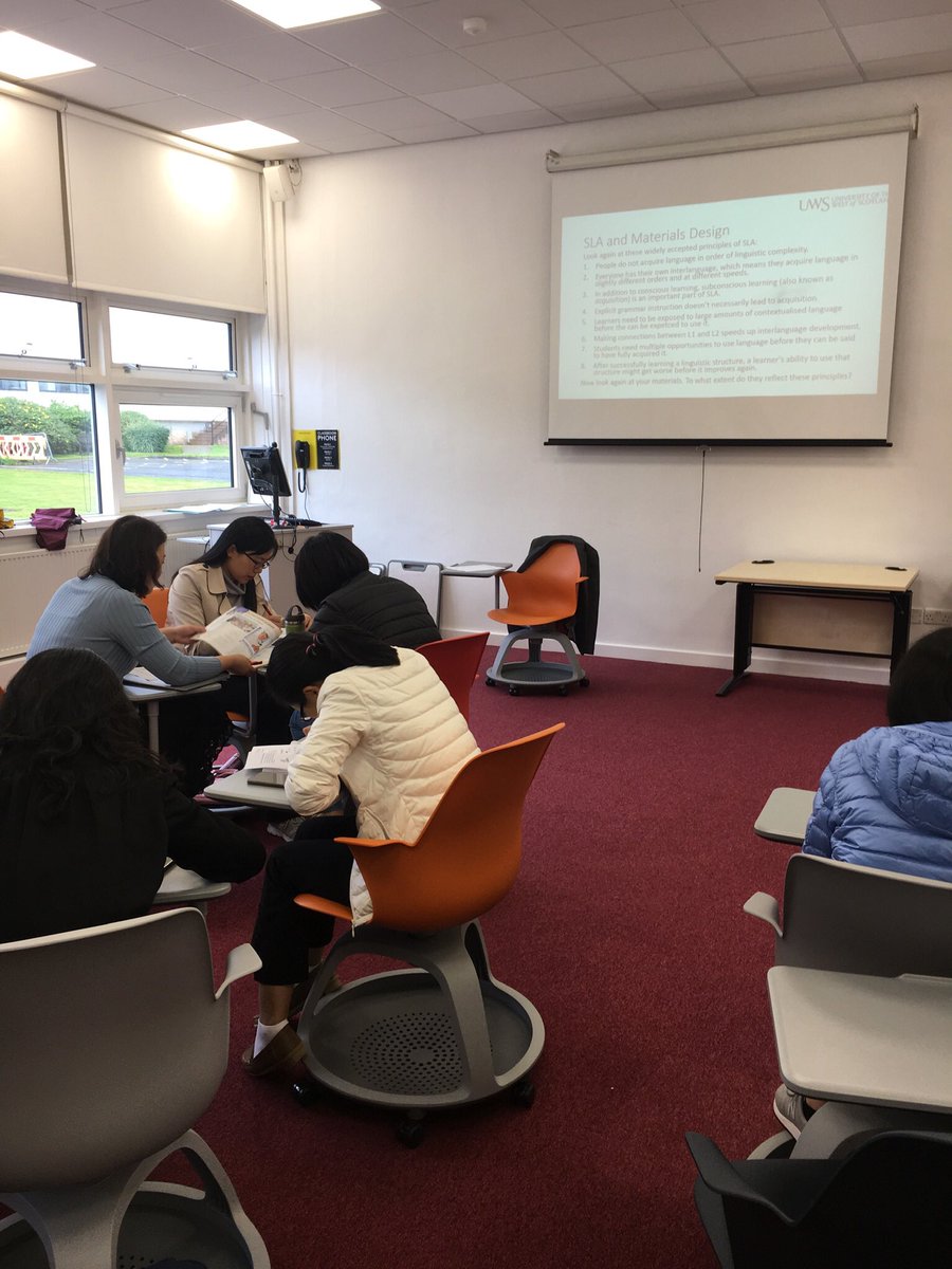 sbrowntweets's tweet photo. I’m really enjoying working with English language lecturers from Shandong University of Science and Technology #SDUST. This is us doing some critical evaluation of #ELT materials @uwslanguages1 @FernandoLSolis @drallanmd @UWSeducation @UniWestScotland https://t.co/SLnGQbRXtE