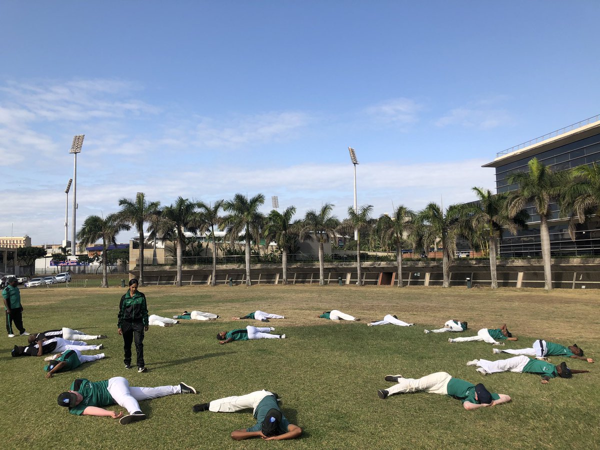 Kzn blind cricket team warm up with <a href="/ashetamahabeer/">Asheta Mahabeer</a> ahead of their match against <a href="/Hollywoodbets/">Hollywoodbets</a> <a href="/DolphinsCricket/">Dolphins Cricket</a> at Kingsmead Oval