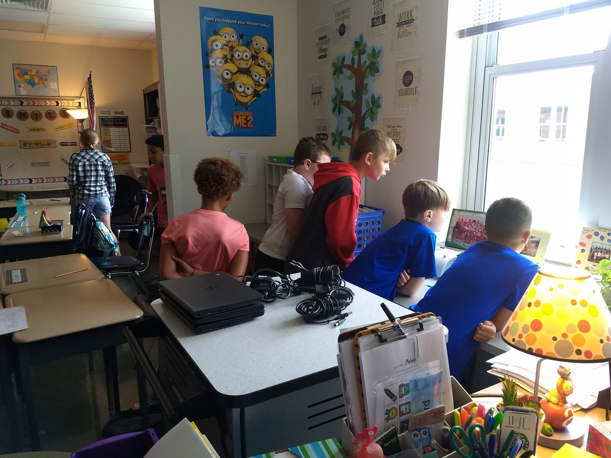 amymaledy's tweet photo. Another year of 5th grade has begun!  Students investigated our classroom to draw conclusions about me, learned about being a water kid vs. a soda kid, and the importance of beginning with end goals. It is going to be a great year!  #OFarmDES #5thgrade https://t.co/1PZ1899SwJ