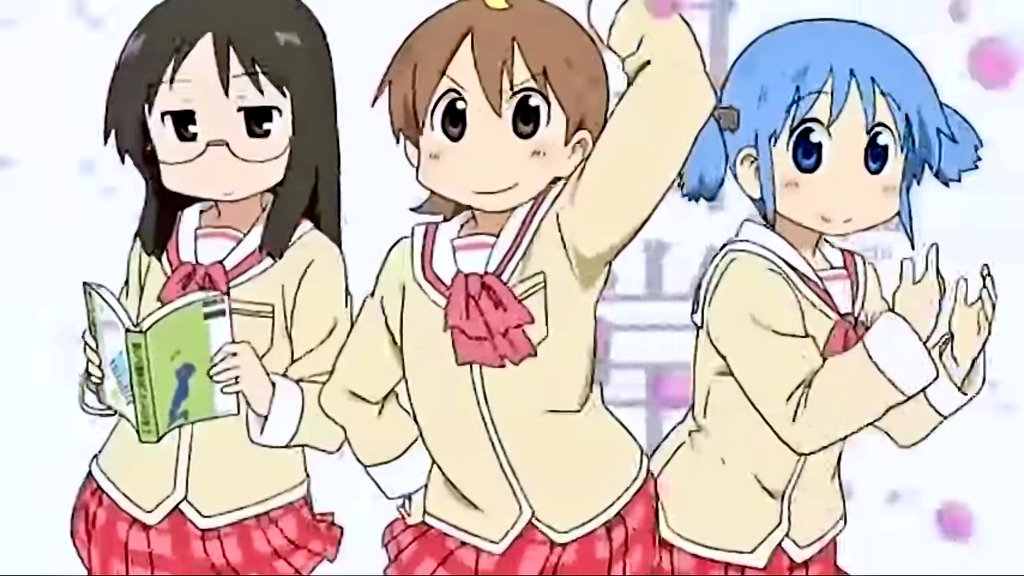 Akakit Gt 日常 のオープニング Gt ３人の女の子が腰を振りつつカメラから遠ざかるダンスカット Gt 身体は規則的に動かしながら 手は違うタイミングで動かしています Gt シンプルな動きを掛け合わせて複雑に見える動きを作り出しています 日常