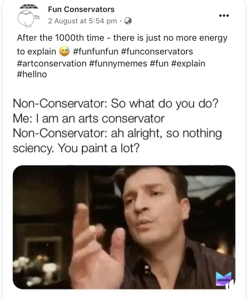 LucillaRonai's tweet photo. Thanks Fun Conservators for this! So apt #conservationlife #artconservator https://t.co/OSQnBONlUI