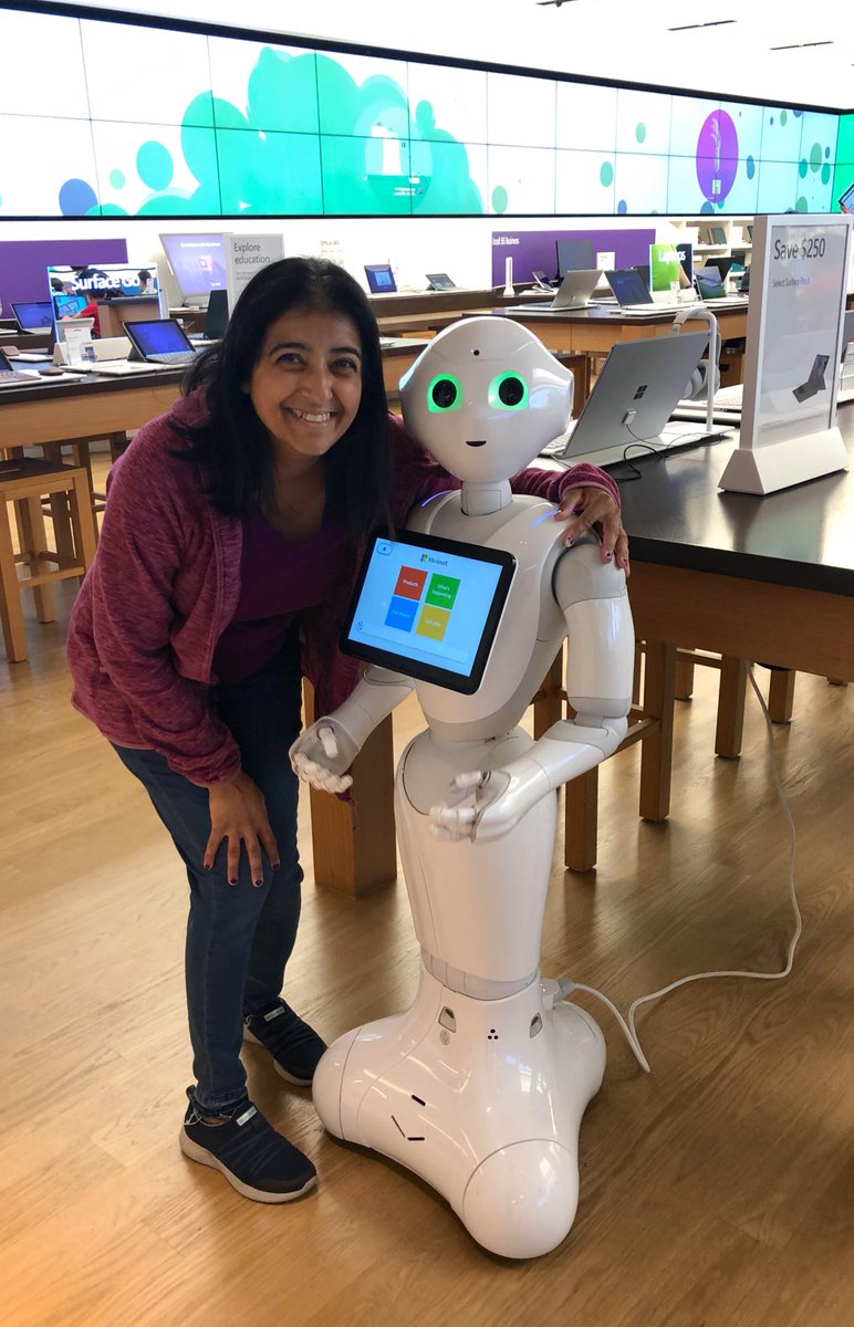 BeingKulvir's tweet image. Check out “Pepper” - so cool 😎 
It was so fun interacting with her at @microsoftcanada ❤️ her eyes - how they change colour as you ask questions and engage with her! @MetropolisatMet #coolrobot #technology #interactive @MicrosoftEduCA @Microsoft