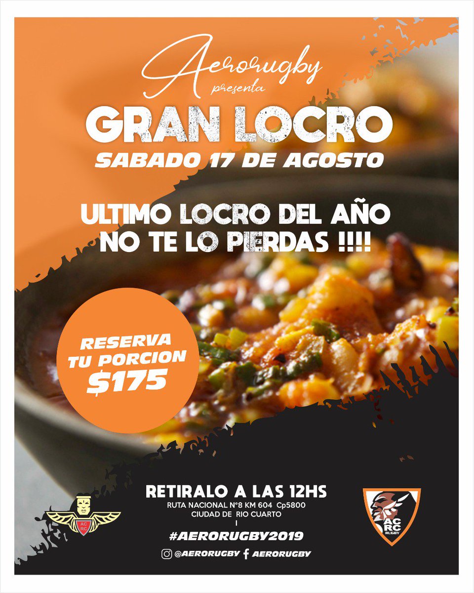 aerorugby's tweet photo. Hoy desde las 12hs  sale el ultimo locro del año !!!! https://t.co/7frZYCLIqG