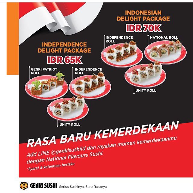 Kota Kasablanka Sur Twitter Happy Independence Day Indonesia Taste The National Flavours Sushi Package At Genki Sushi For Only Idr 65 70k By Using Line Coupon T C Apply Genki Sushi Is Available At Ug Floor Kota Kasablanka Kotakasablanka