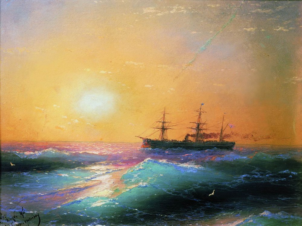 Ok, Twitter, I know you only follow me for the Aivazovsky paintings, so here's another, "Sunset at Sea."