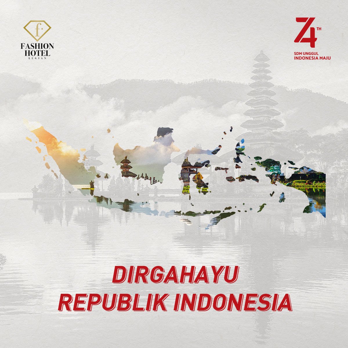 FashionHTLBali's tweet photo. Happy 74th #IndependenceDay, Indonesia!

May our nation be blessed with love, peace and freedom today, and for many years to come.

Visit our website (link in bio) for lowest room rate and promo

#RI74 #DirgahayuIndonesia #DirgahayuRepublikIndonesia #FashionHotelLegian https://t.co/yqaDVLrguz