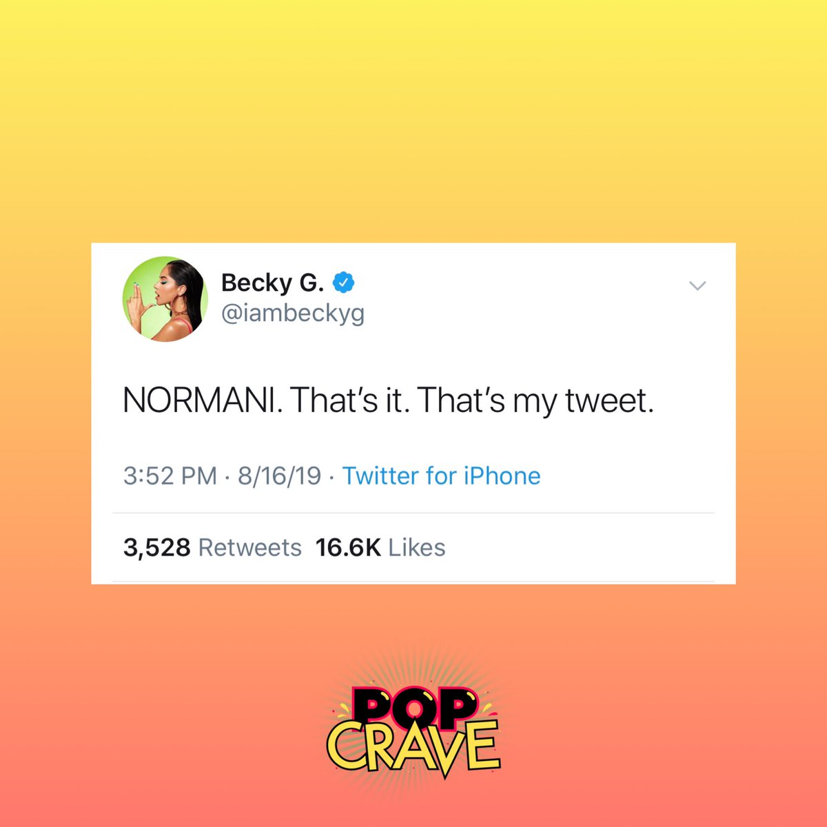 . @iambeckyg shows love to  @Normani in her latest tweet. 