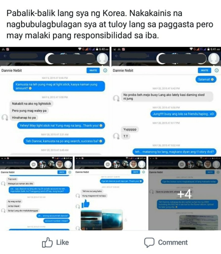 PASABUYSASAENG's tweet photo. NCTPASABUY Expose thread:
Name: Danielle Marie Nebit
Nicknames: Dane/ Dani
Location: Iloilo City

> Scamming and being a sasaeng to idols esp. to Yunho and NCT/Doyoung.

Let's start off with the Cassies she scammed last 2015. https://t.co/5APEIqjohQ