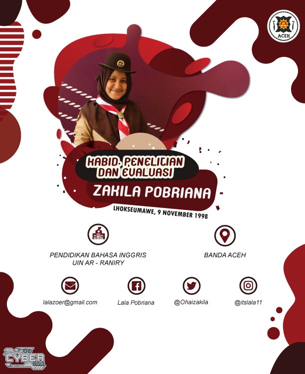 Ehehk..yuk lanjut kenalan lagi, yang satu ini namanya kak Zakila Pobriana, iya betul sekali, akrabnya disapa kak Lala, salah satu hobi kak Lala menyanyi loh, buat yang mau request lagu silahkan chat langsung, tapi hati-hati entar baper Lohh.