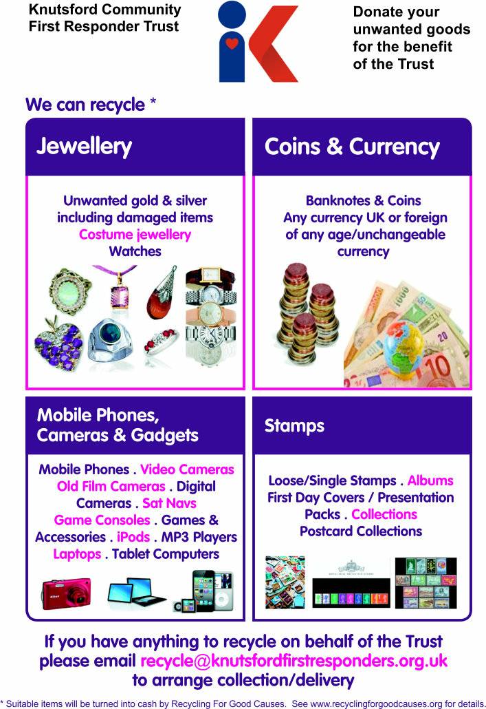 Did you know that you can donate your old mobile phones and laptops computers to us and help us make a difference in the Knutsford area and surrounding villages heartstartknutsford.co.uk