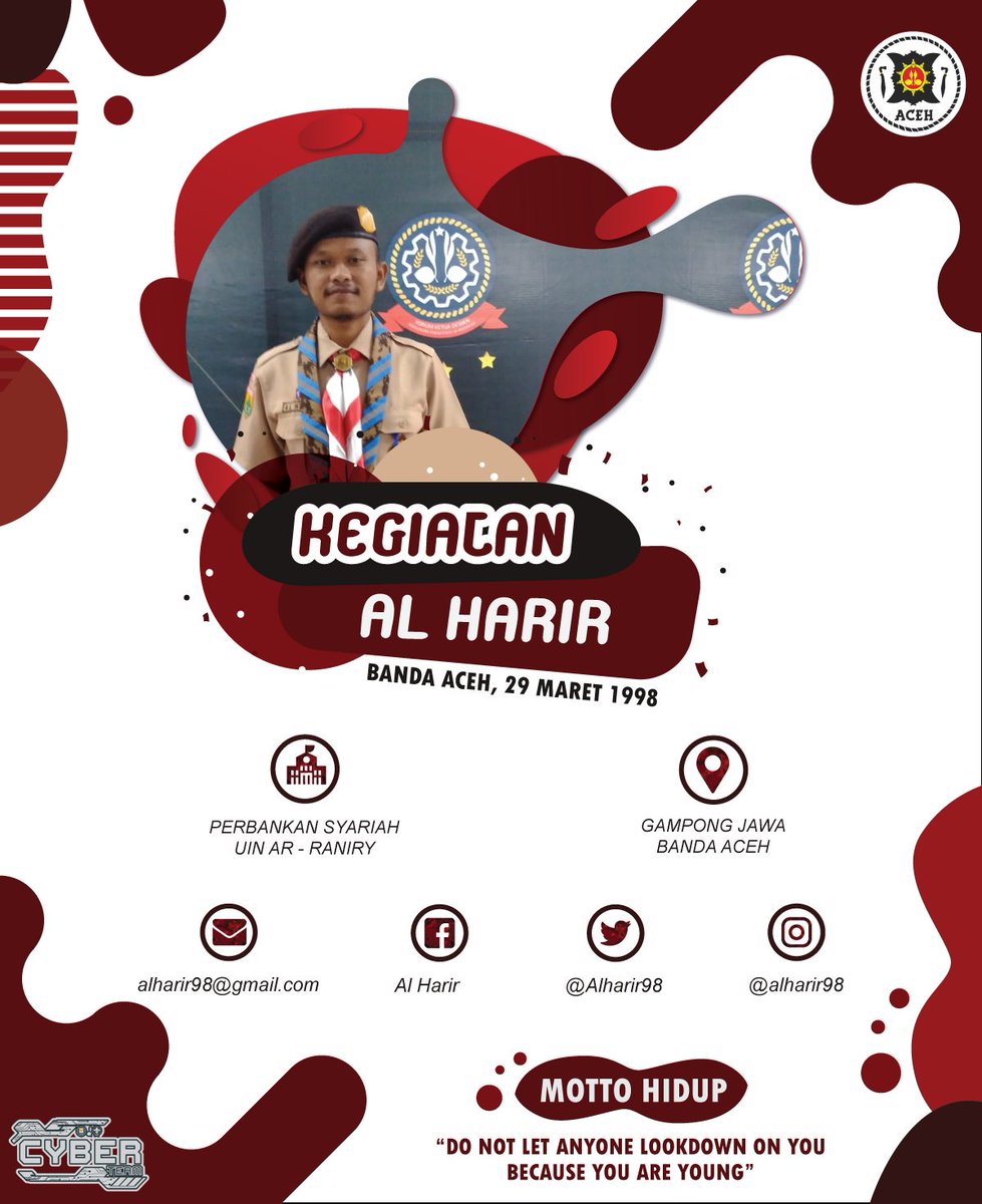 Kita masuk ke perkenalan selanjutnya ya namanya kak Al Harir.
Panggilannya kak Harir, kak Harir saat ini mengenyam pendidikan sebagai mahasiswa prodi Perbankan Syariah UIN Ar-Raniry.