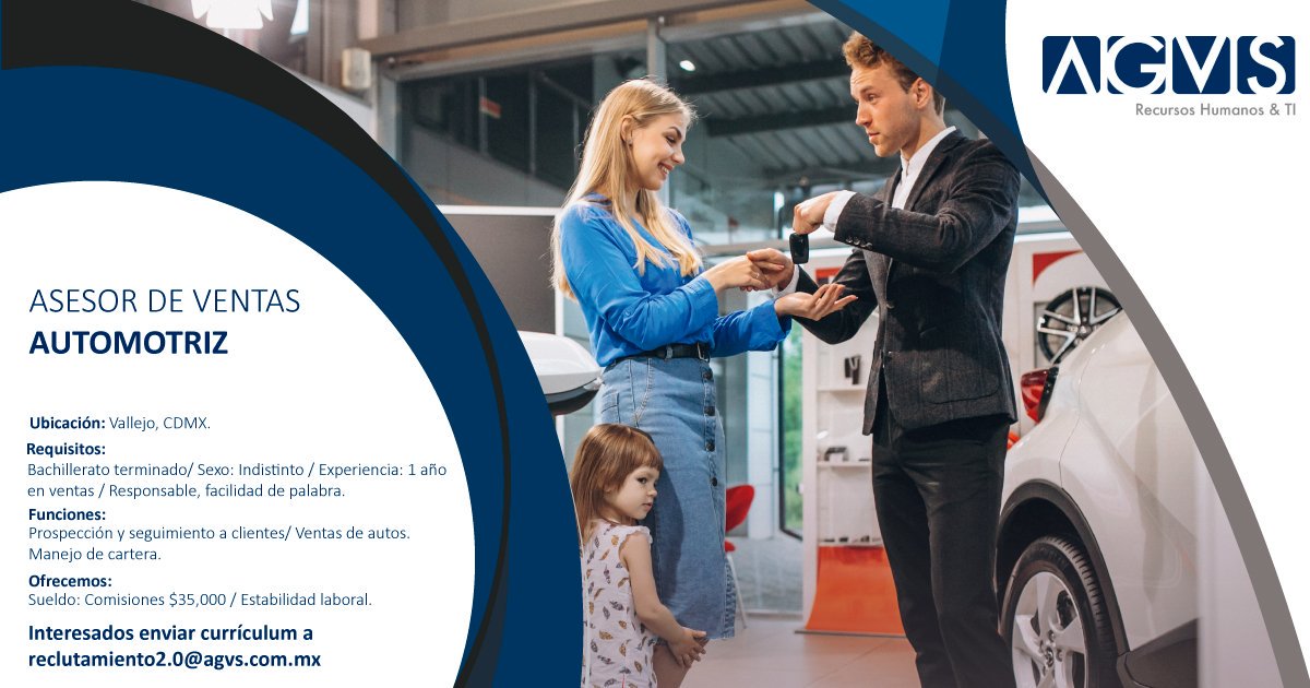 AgvsRHTI's tweet photo. Solicitamos Asesor de Ventas Automotriz en #GustavoAMadero #CDMX @trabajocdmex @STPS_mx interesados envíen #ahora currículo a reclutamiento2.0@agvs.com.mx 
#Job, #Jobs, #Hiring, #life, #money #empleo #mundo #trabajo #followme #followback #FelizViernes #FelizFinde https://t.co/9smvAHjbjz