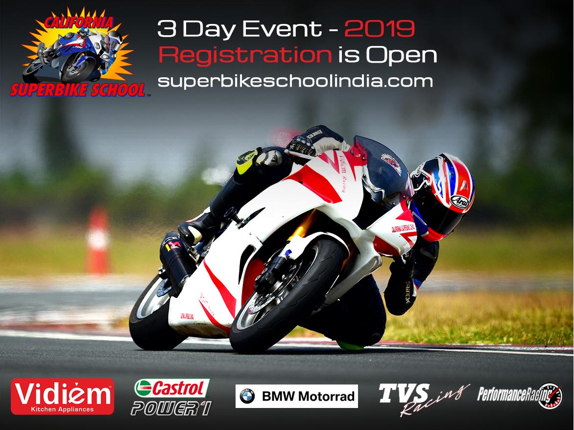 CSSinIndia's tweet photo. 3 Day Event 2019 - Registration is Open
visit: https://t.co/IugvqQcnYG
#CSS #CSSIndia #CaliforniaSuperBikeSchool #Vidiem #VidiemRacing #BmwMotorrad #Castrol #CastrolPower1 #TVSRacing #TVS #MayaAppliances #PerformanceRacing #MMSC https://t.co/EuOo4Vhp0v