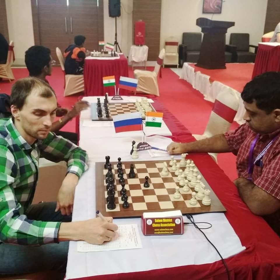 ChessbaseIndia's tweet photo. Pavel Smirnov takes sole lead by beating @iam_abhijeet in the eighth round of Athens of the East International Open 2019.
Details: https://t.co/US5i3UlGuX
#chess #ChessBaseIndia #athensoftheeast #madurai https://t.co/zQf5DxhjGt