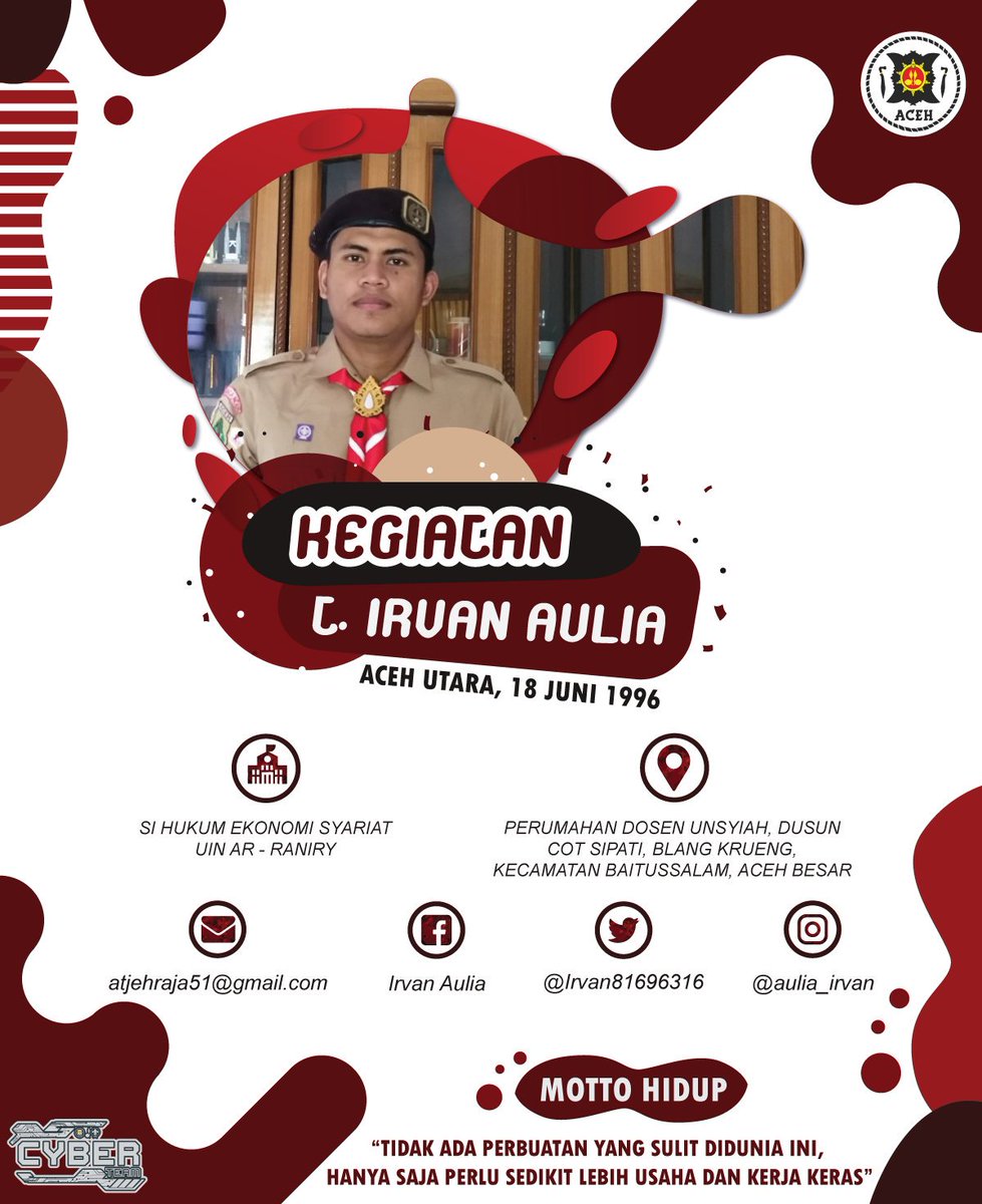 kakak yang satu ini namanya kak T. Irvan Aulia, biasa dipanggil kak Irvan, kakak ini telah menyelesaikan kuliah S1 jurusan Hukum Ekonomi Syariah di UIN Ar-Raniry. Kakak ini paling bisa buat" kegiatan, apa lagi kegiatan Resepsi Mantan.