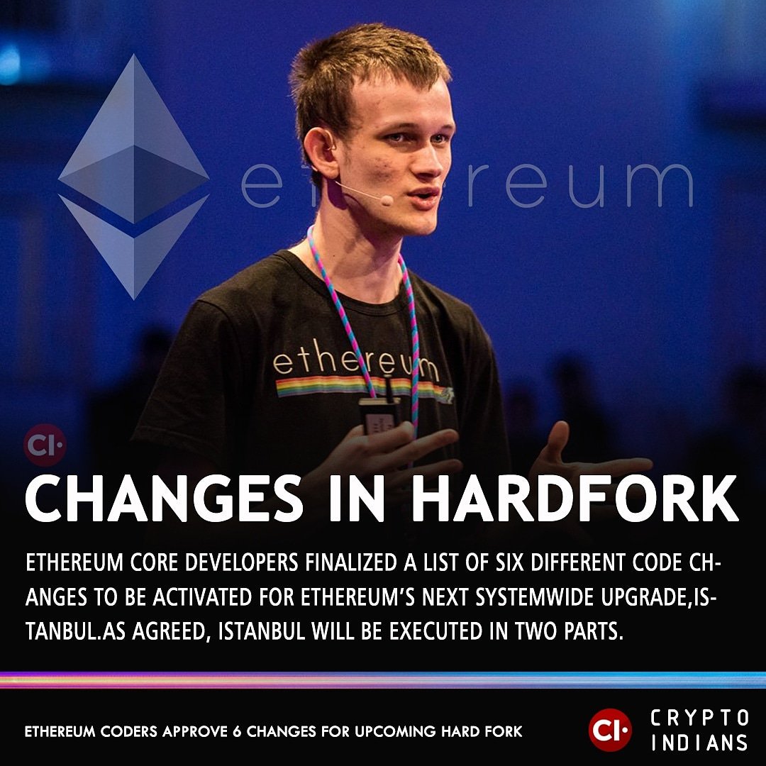cryptoindians's tweet photo. Ethereum Coders Approve 6 Changes for Upcoming Istanbul #HardFork
#Ethereum #coredevelopers #finalized #changes
#systemwide #upgrade #Istanbul #executed #improvement #EIPs #tentatively #expected #execute #mining #algorithm #coders #bitcoin #ethereum #satoshiclan #cryptoindians https://t.co/IWjTbLiKi8