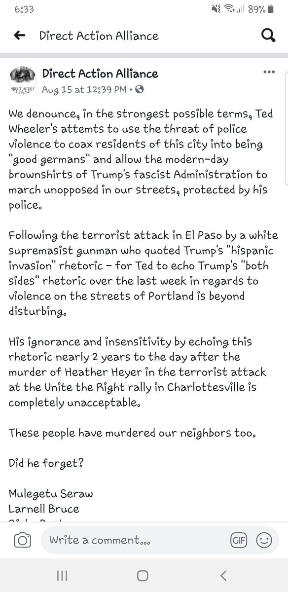 WAResist's tweet photo. To my Portland Resisters:
Be safe tomorrow! @tedwheeler this unacceptable! https://t.co/AA9DV2lkHO