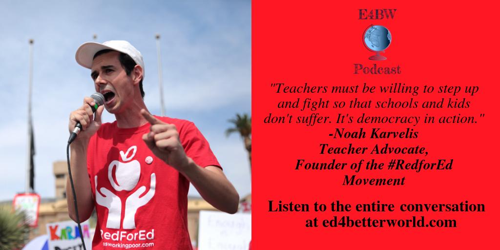I've been so inspired by the #RedforEd movement &amp; teachers getting involved at a grassroots level to demand the #edpolicy our students &amp; communities deserve. It was amazing to interview @Noah__Karvelis on <a href="/Ed4betterworld/">Education for a Better World Podcast</a> to learn how it started. Listen: soundcloud.com/michael-soskil…