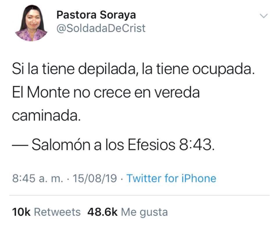 Experto Hablar con Consejo Anonymous Mexico 🇲🇽 on Twitter: "Si la tiene depilada, la tiene ocupada. El Monte no crece en vereda caminada. — Salomón a los Efesios 8:43. Este tweet me lo chingue a mucha honra !!" / Twitter Experto Hablar con Consejo Anonymous Mexico 🇲🇽 on Twitter: "Si la tiene depilada, la tiene ocupada. El Monte no crece en vereda caminada. — Salomón a los Efesios 8:43. Este tweet me lo chingue a mucha honra !!" / Twitter