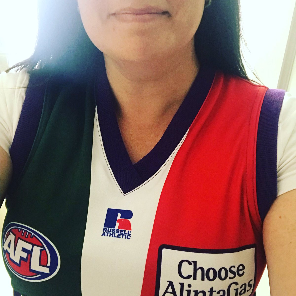 It still fits... just! Let’s go Freo. ⚓️🙌🏻 💜❤️💚 #foreverfreo #retroround