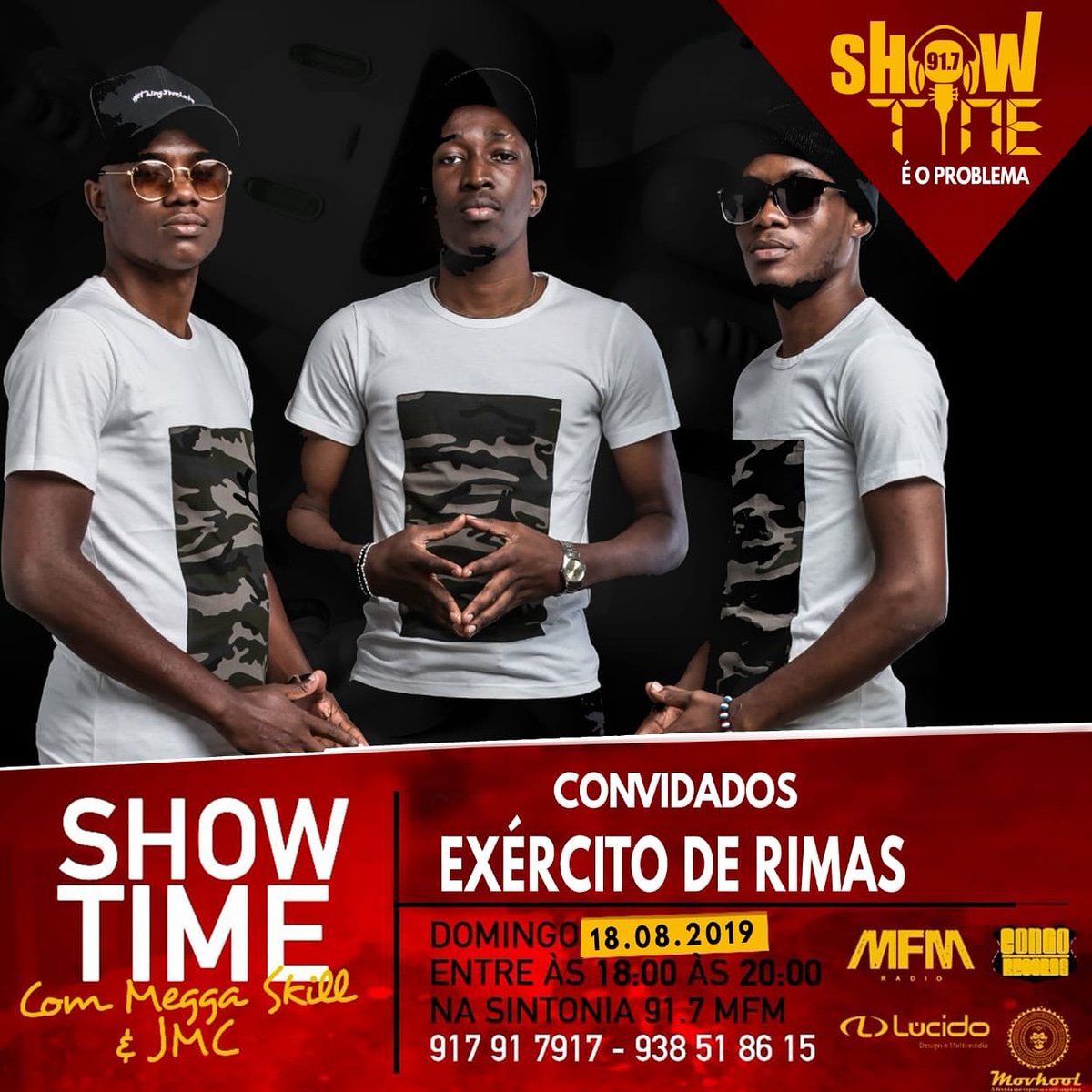 exrimas's tweet photo. Mekié Família ExR, tal como prometido a alguns meses o Programa ShowTime convidou-nos para novamente partilharmos o nosso trabalho com todos os seus ouvinte.
Este domingo dia 18 de Agosto o Exército De Rimas estará no programa ShowTime MFM 91.7 na rádio MFM 📻 (sintonia 91.7 FM). https://t.co/MHvSUiiZ8z
