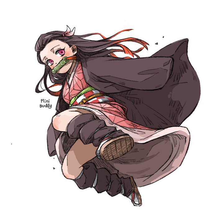 miniさんがTwitterに投稿した竈門禰豆子(鬼滅の刃)のイラスト。