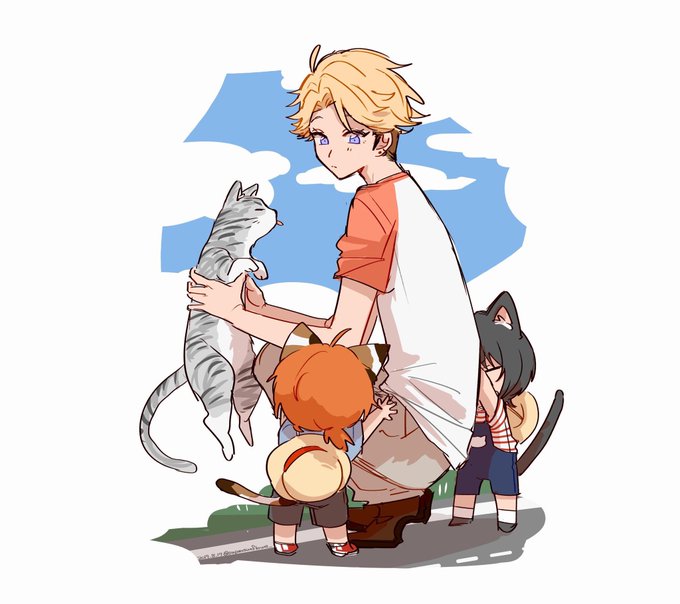 「猫男 紫色の目」のTwitter画像/イラスト(古い順)