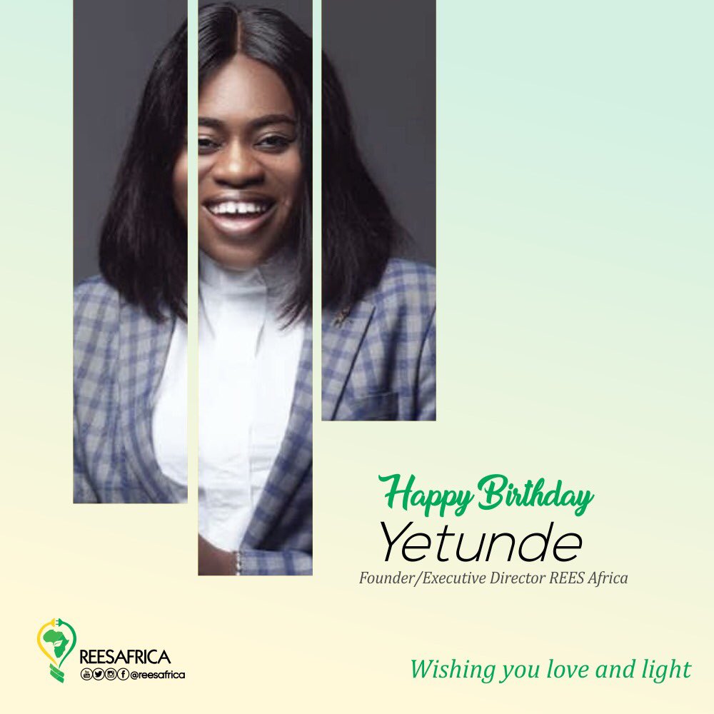 reesafrica's tweet photo. Happy birthday Ms. Yetunde Fadeyi @yetunde_fadeyi . The visionary leader who has not only setup an organisation of intellectuals but also been an inspiration to all. Thank you for establishing the energy-environment duality approach.
#reesmillennial #reesafrica https://t.co/b7FDehrMoX