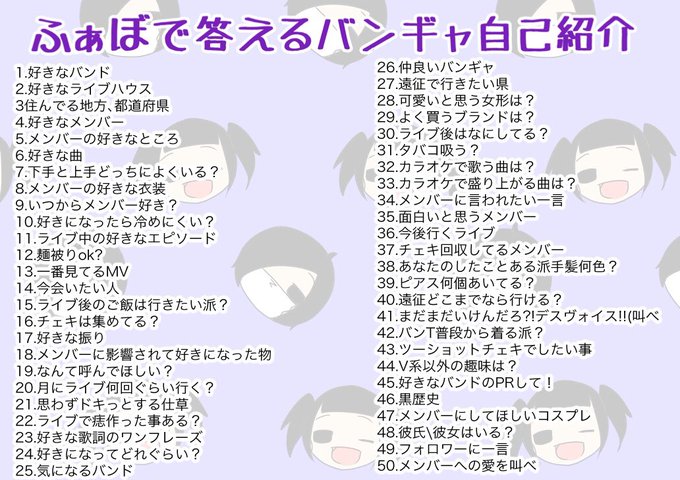ふぁぼで答えるバンギャ自己紹介のtwitterイラスト検索結果