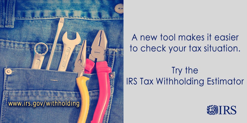 IRSnews's tweet photo. #IRS launches a mobile-friendly online tool. Use the Tax Withholding Estimator to do a #PaycheckCheckup: https://t.co/3fQSlsYHt3 https://t.co/rmDUykpdD7