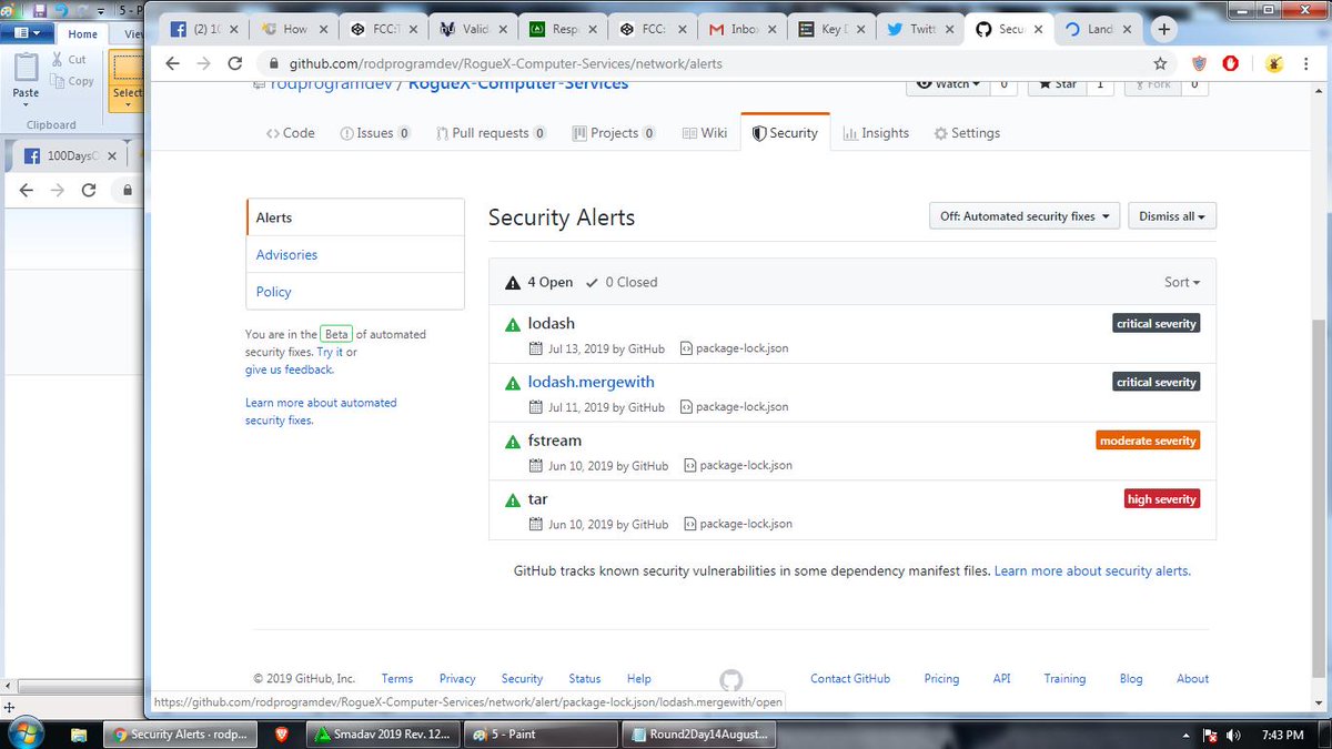 BonzerrLopez's tweet photo. #100daysofcode #R2D14 8/17/19
-Still working on the technical documentation project and found out 
that it was the simple ! that was causing me to fail the user story, 
Finally able to complete the semantics and user stories
requirements. 
https://t.co/ABWQ4nRFTQ https://t.co/RynHLe82QP