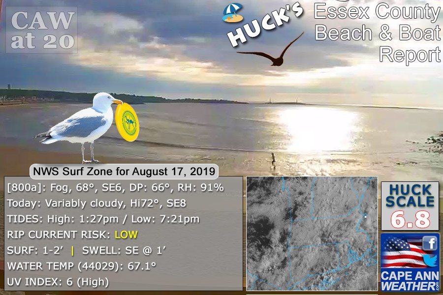 CapeAnnWeather's tweet photo. ☀️ HUCK'S #EssexCounty Beach ⛱️ and Boat ⛵️ Report for beaches/waters #Salisbury to #Nahant
* Water warmer, good tide but steady sun rare today...
#Gloucester #Rockport #Manchester, #EssexRiver #PlumIsland #IpswichBay #HalibutPoint #MassBay #AnnisquamRiver
#CAWat20 https://t.co/W1jsN4zCPv