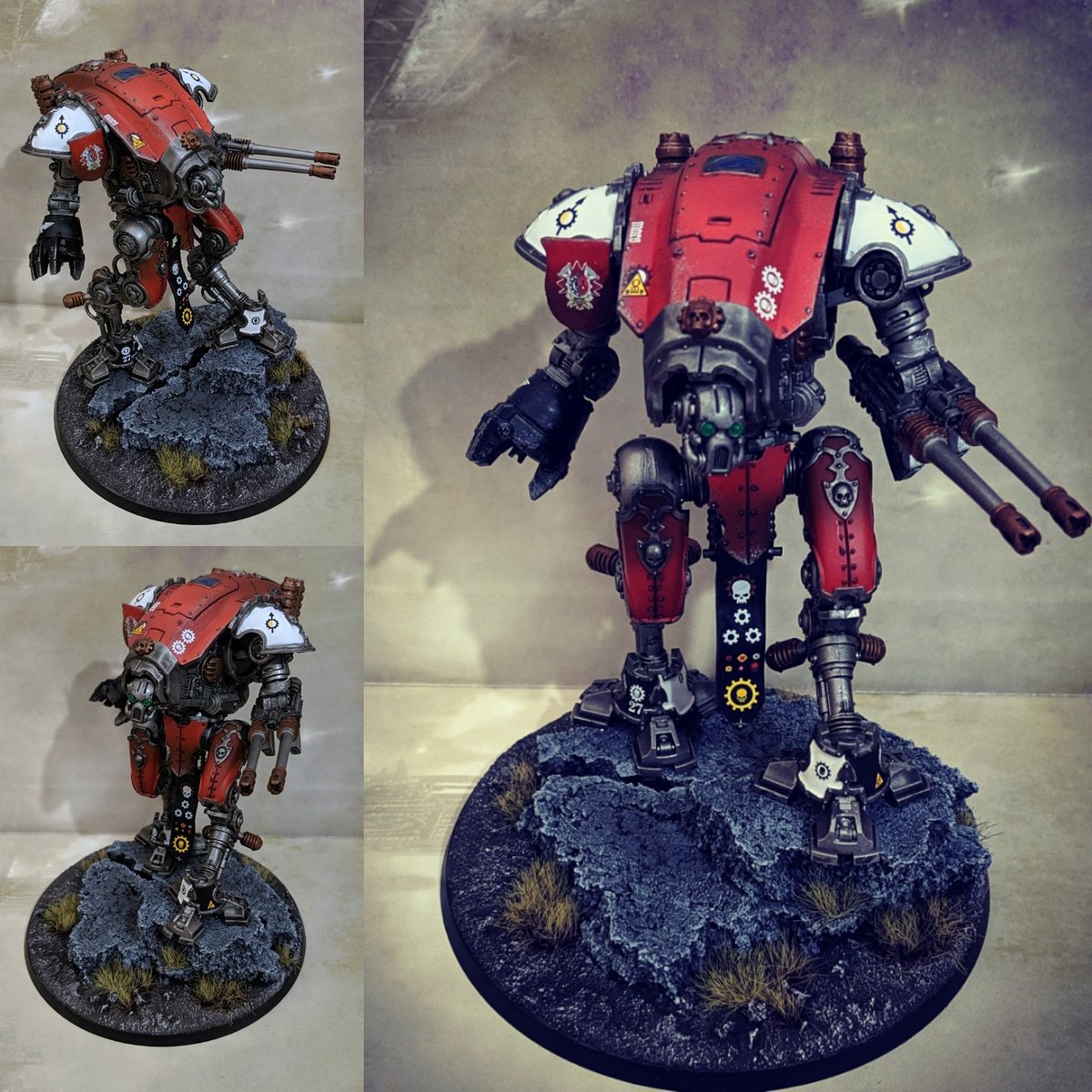 Finished my version of the Helverin. I call it the Armiger Helverin MK.IIC or Armiger Scutarius class. Will be at the muster! #imperialknight #paintingwarhammer40k #paintingwarhammer  #housetaranis #housetaranisknights #hardforheresy #horusheresy #warmongers