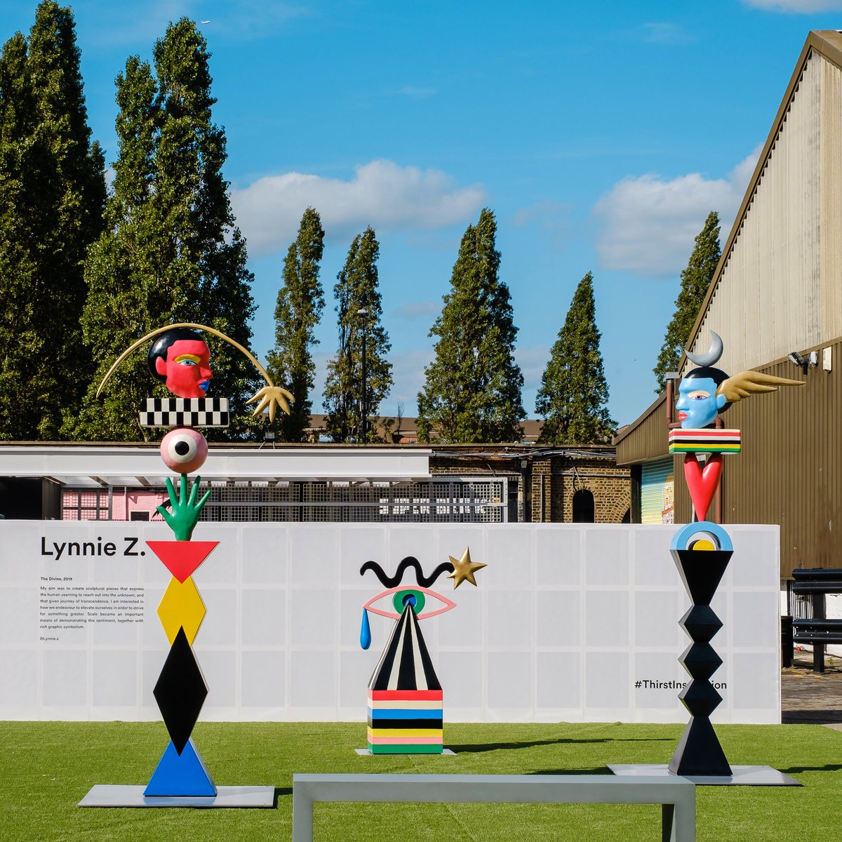Lynnie_Z's tweet photo. So excited to finally launch my 3 sculptures ‘The Divine’ commissioned by @LIFEWTR showing at brick lane yard/Truman brewery until this Sunday. ❤️🧡💛💚💙💜 https://t.co/isDzsMkiwd