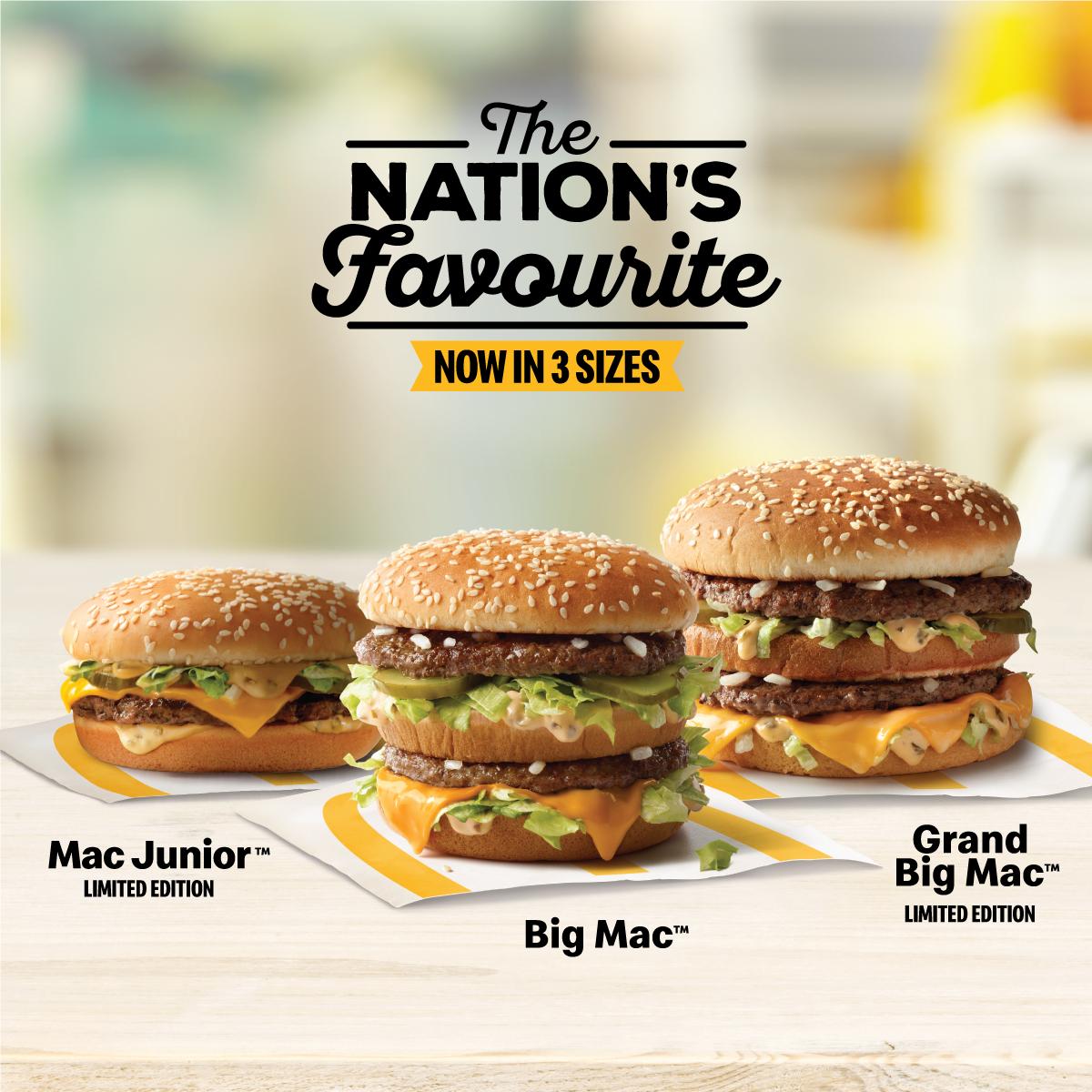 McDonaldsCyprus's tweet photo. Because you love it so much...we replicated it - twice! Big Mac. Now in 3 sizes!
#BigMac #ImLovinIt #McDonaldsCyprus https://t.co/T948mUwRs1