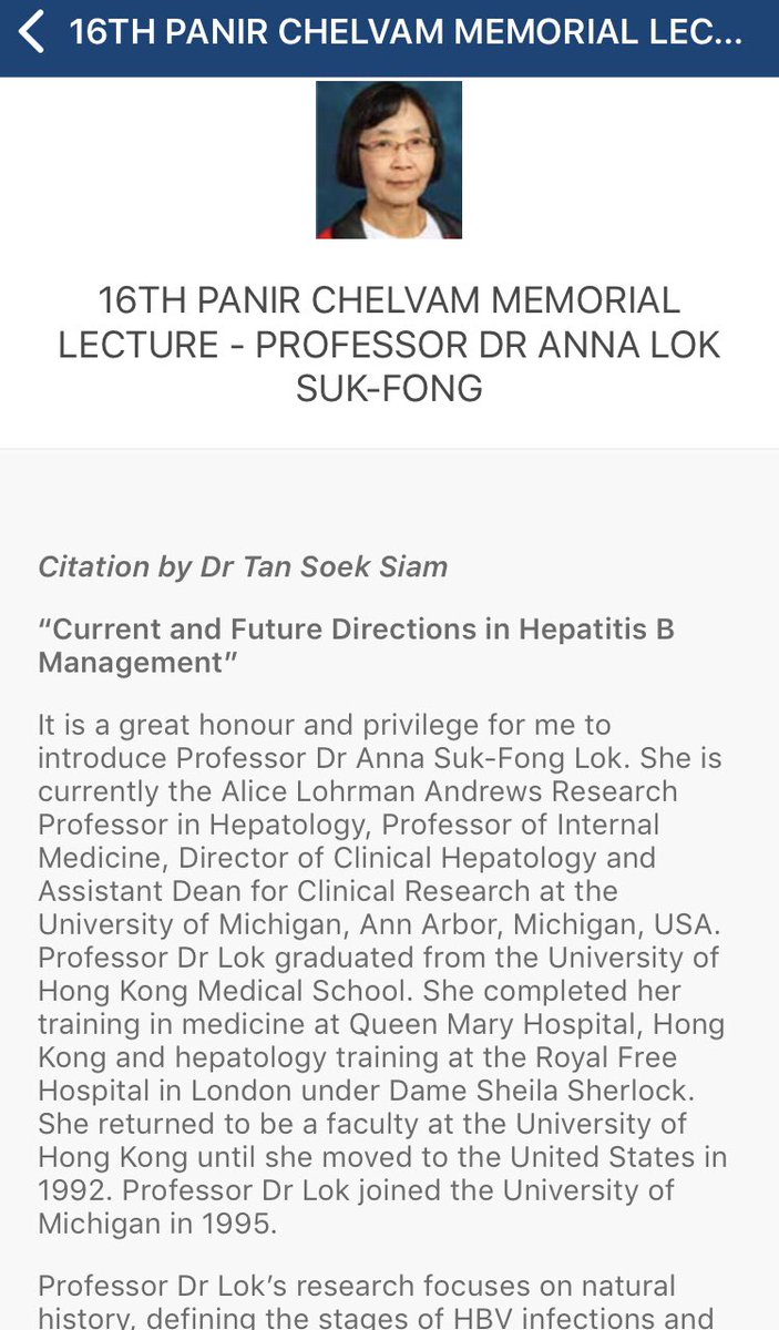 drsstan's tweet photo. I am privileged and honoured to introduce Prof Anna Lok for the 16th Panir Chelvam Memorial Lecture Oration at #GUT2019 this morning. https://t.co/3vTZRECR17
