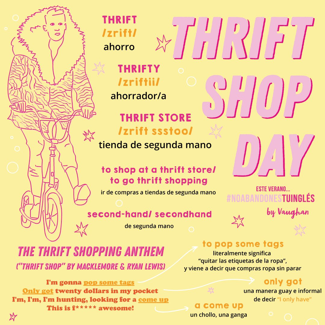 Happy #ThriftShopDay! 🎉Are you a thrift-shopper? ¿Qué es lo más chulo que has encontrado haciendo “thrift-shopping”?😎 Cuéntanoslo en inglés 😉

Este verano… ¡#NoAbandonesTuInglés! ¿Quieres saber cómo?
👇👇👇
bit.ly/él-nunca-lo-ha…