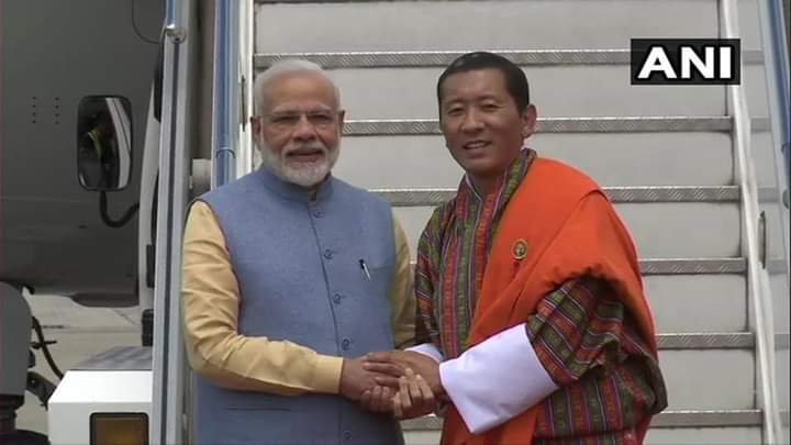PemaAnd's tweet photo. Hearty welcome  indian PM  to Bhutan https://t.co/V7bh55kyCu