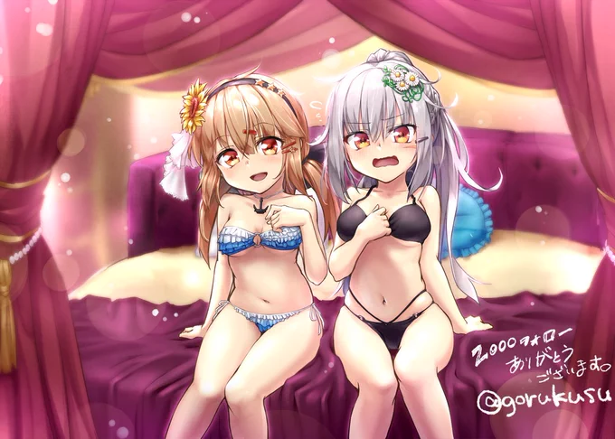 タシュ「同志～水着、着てみたよ～」
ガングート「じ、じっと見すぎだ!」 