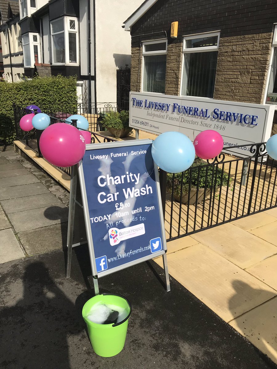 FuneralLivesey's tweet photo. All set up. £5 car wash today in aid of @boltonhospice https://t.co/9lRvzV8aiA