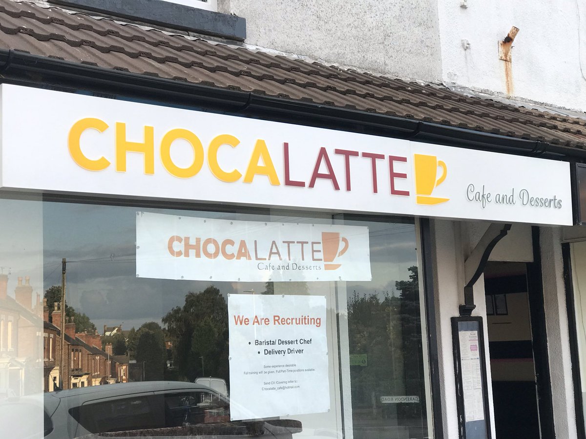 Mdsfab's tweet photo. Big thanks to chocolatte in shepshedfor letting us help with their rebrand with a new illuminated aluminium fascia sign #signs #signage #rebrand https://t.co/ojEfnh6cEJ