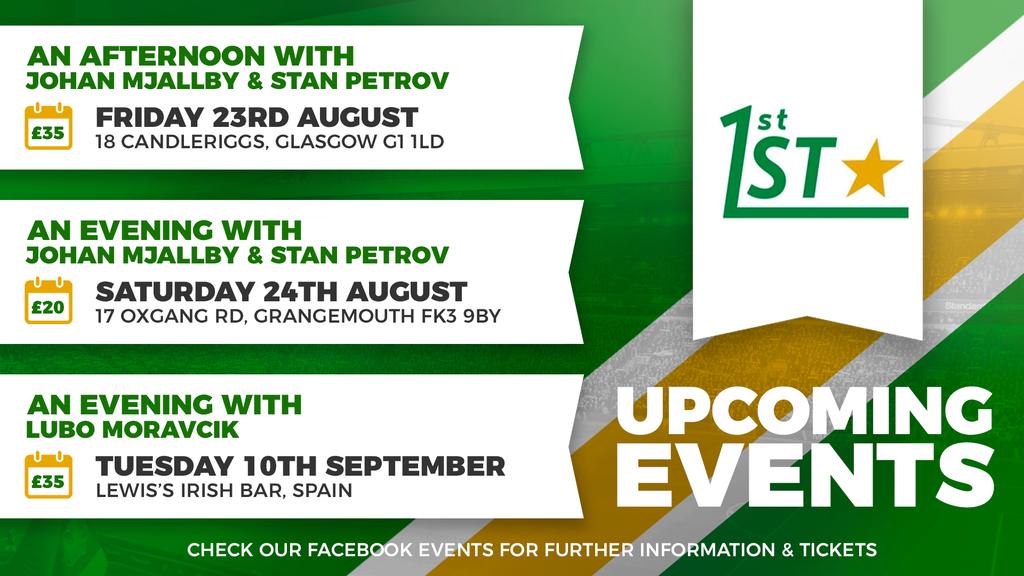 ⚽ Upcoming Entertainment for August & September Events!! ⚽ #celticfc #hoops #greenbrigade #liveinterview #glasgowceltic #glasgowevents #mjallby #petrov #hoops #celts #weekendentertainment #upcomingevents #whatsonglasgow #grangemouth