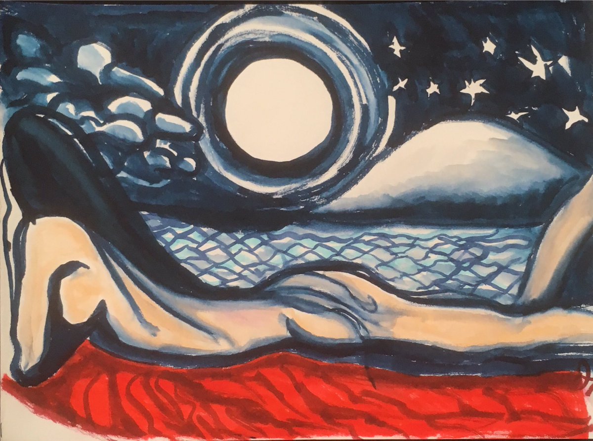 AroyoAyala's tweet photo. #women on a #blanket on a full #moon #Night, I guess you’re thinking about what she’s going to do next. #painting #watercolor #art #arte #a4sizepaper #photography #artwork #artgallery #unique #Wonder #eilat #israel #iphoto #iPhone #iPhonephotograph #Galaxy #Marketingpaintings https://t.co/aYz5UuIDns
