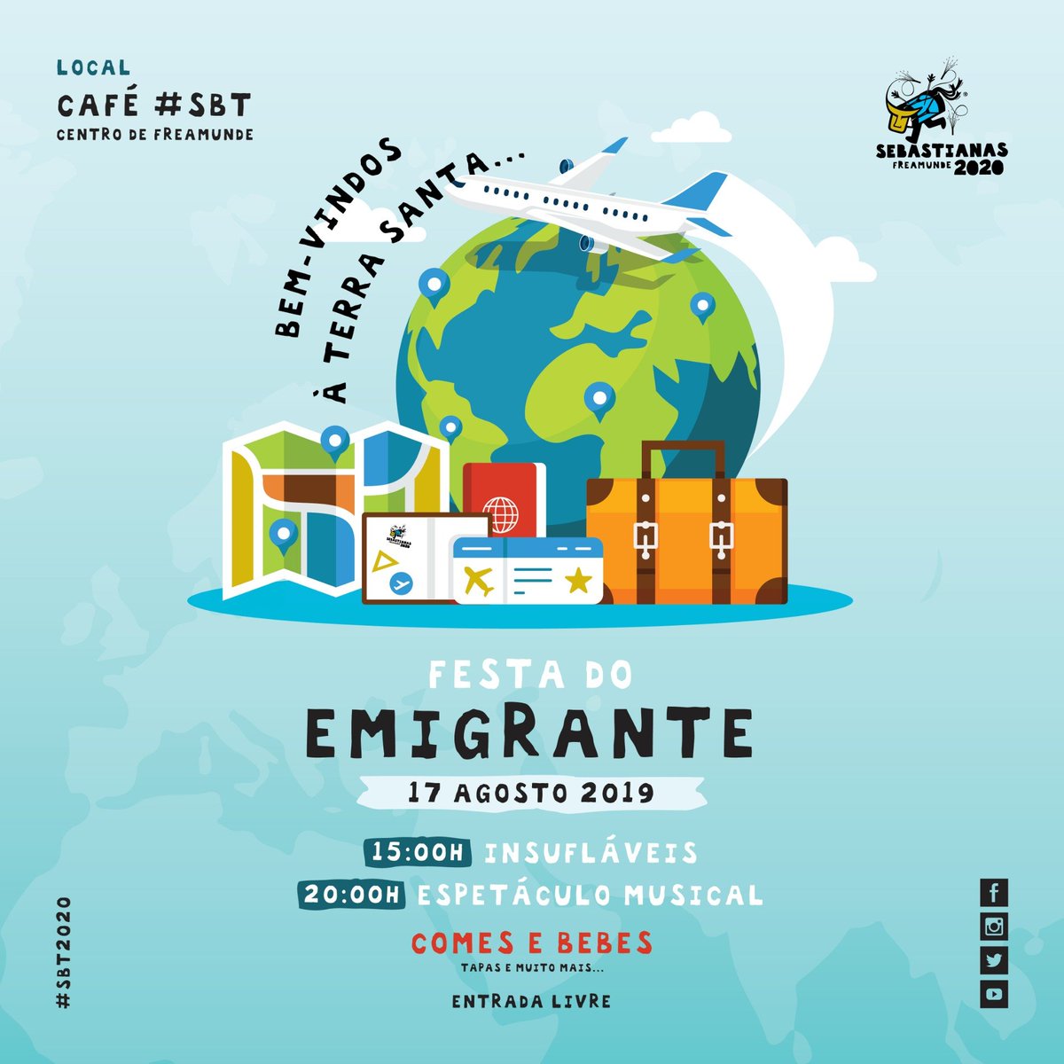 sebastianas's tweet photo. Hoje há Festa! 🌞🥳🎠📣
Bem-Vindos à Terra Santa! ✈️🚗⛴️🧳
Grande Festa do Emigrante! 🕖 Centro de Freamunde🎯 Sábado 17 Agosto! Entrada Livre! 🥁 🎉
/Insufláveis /Espetáculo Musical / Arraial! Comes e Bebes! Tapas e Petiscos todo o dia! 🍻
#cafesbt #freamunde #sebastianas https://t.co/pOtjjAQoDH
