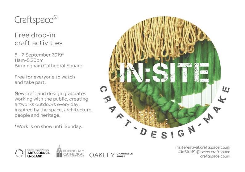 CraftsCouncilUK's tweet photo. Free drop in craft activities at Birmingham Cathedral Square from 5-7 September as part of the In: Site Festival 2019! https://t.co/8Bdtrjtz7x #InSite19 https://t.co/uV6ln8UFp0