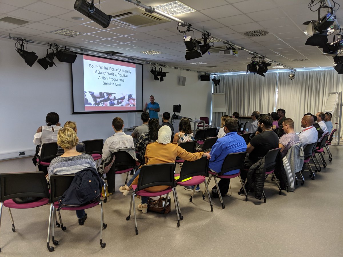 Aldridge_PS's tweet photo. @swpolice &amp; @USWPolicing_Sec @UniSouthWales first Positive Action Workshop for PCSO candidates today.
Lovely to see such a great attendance by keen individuals! @swpjoinus Thank you to #FairwaterNPT for supporting also #positiveaction #representativeworkforce @SWPCardiff https://t.co/OjiEytL8Th