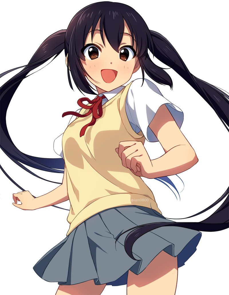 nakano azusa 1girl solo twintails school uniform skirt black hair long hair  illustration images