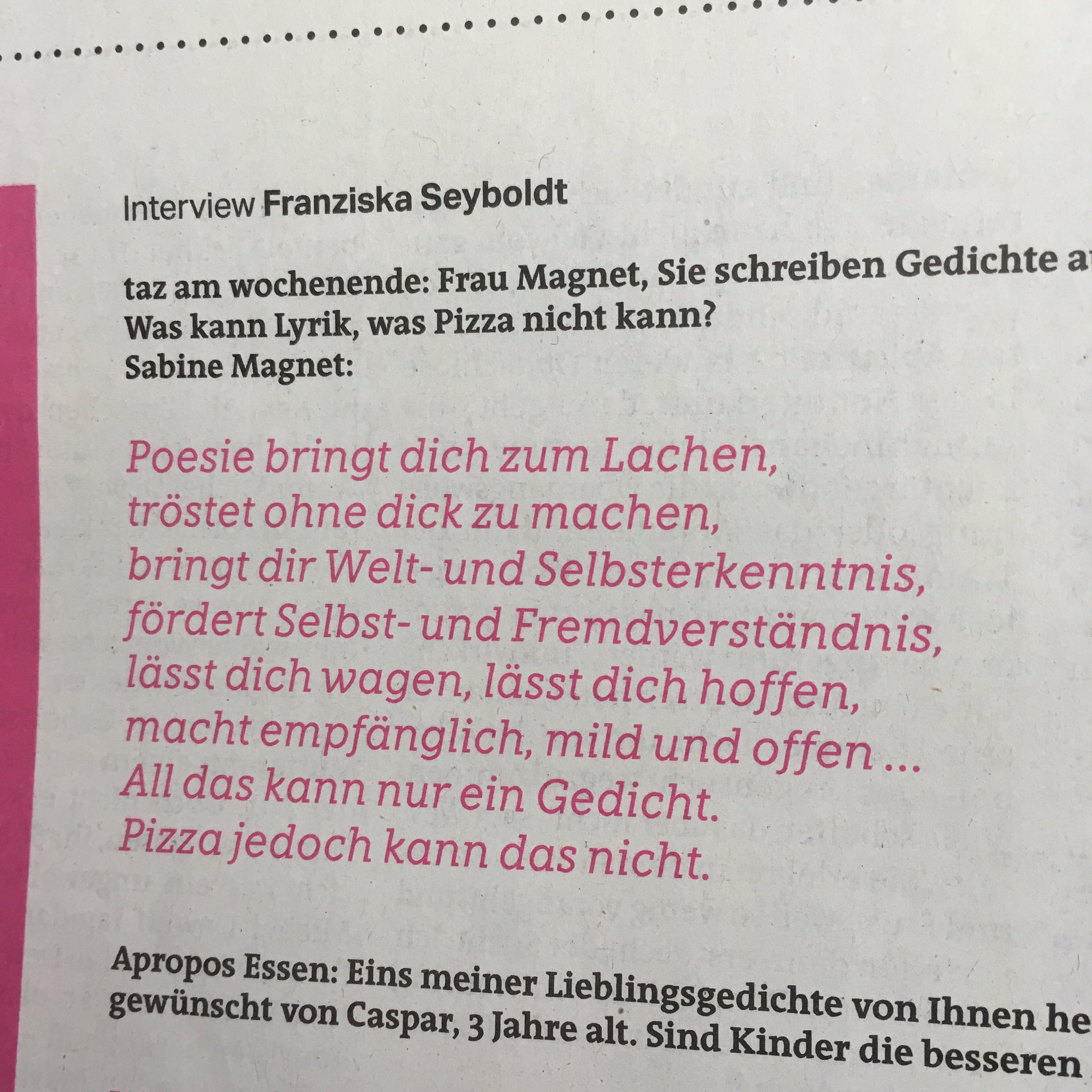 Jakob Rondthaler On Twitter All Das Kann Nur Ein Gedicht Pizza Jedoch Kann Das Nicht Sehr Schones Interview Mit Thesupermagnet Gefuhrt Von Mareiwilltanzen In Der Tazgezwitscher Grosse Freude Am Fruhstuckstisch Reim Poesie