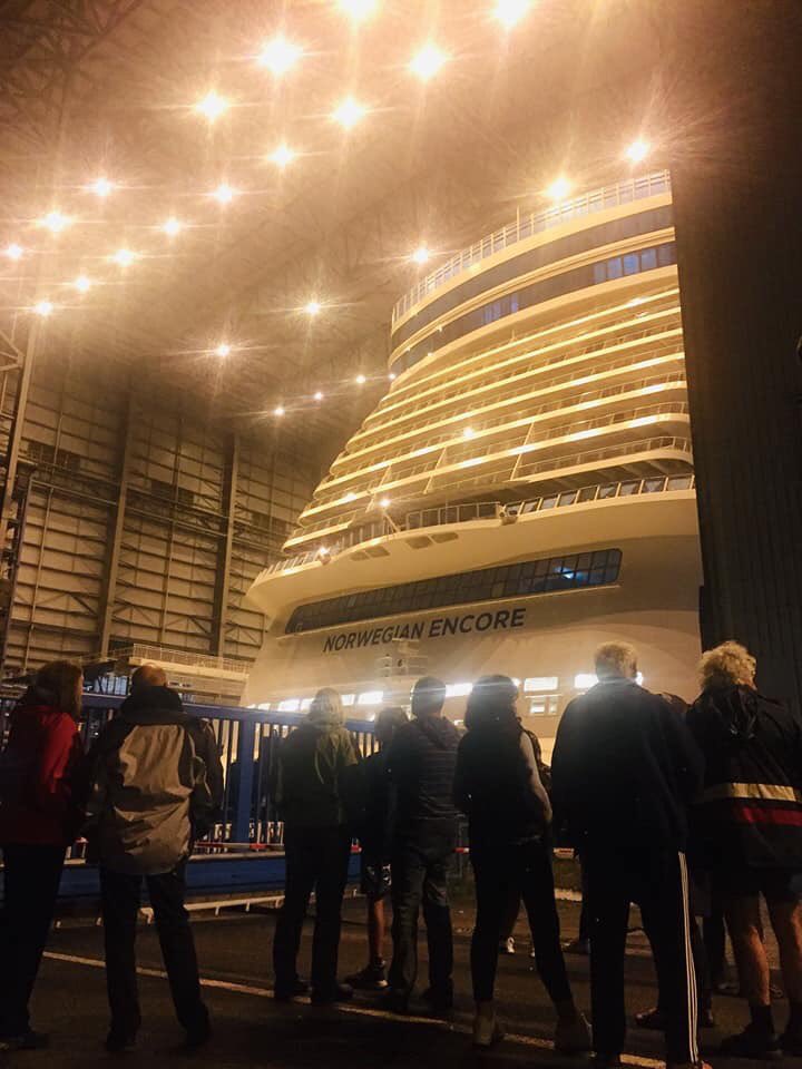 CruiseRoomEire's tweet photo. WE CAN’T WAIT FOR MORE FROM ENCORE!
@CruiseNorwegian #NCLEncore floated out last night from the @meyerwerft shipyard last night and we couldn’t be more excited! We’re pretty sure that even she is smiling in one of these pictures!! 😍 #choosecruise #timetogetonboard https://t.co/AwzdC22JA0